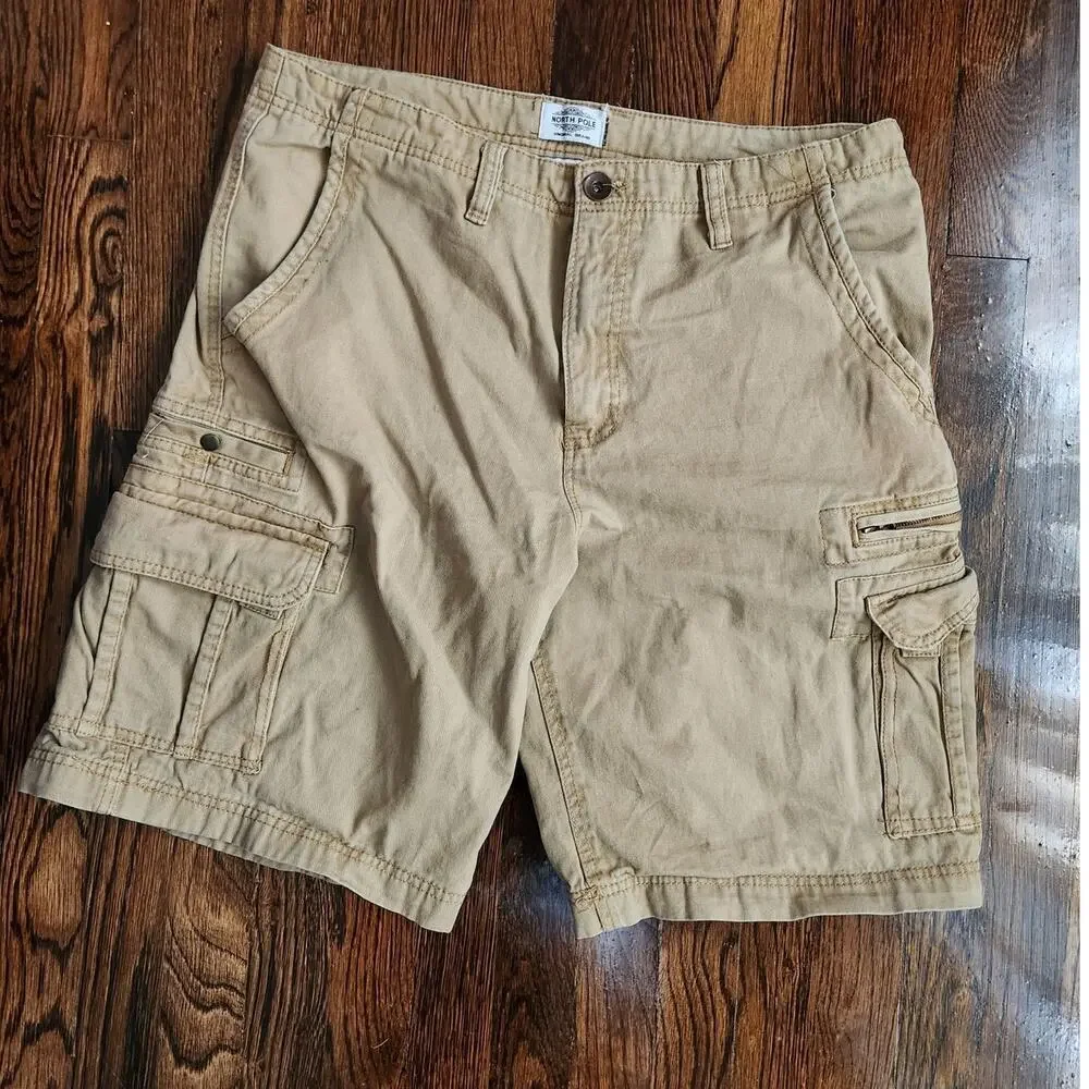 North Pole Original Brand Cargo Shorts Men's Size 36 Beige - Picture 3 of 5